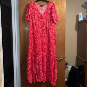 ELOQUII Button Front Flounce Hem Dress